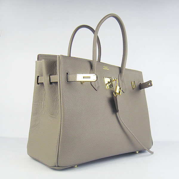 High Quality Fake Hermes Birkin 35CM Cattle Neck Veins Leather Bag khaki 6089